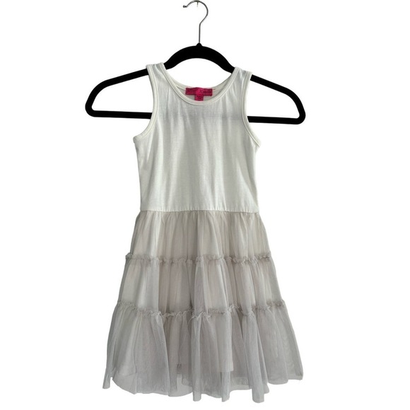 Girls Betsey Johnson Jersey and Tulle Dress Cream Size 6X - Picture 1 of 5